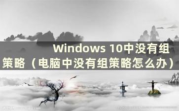 Windows 10中没有组策略（电脑中没有组策略怎么办）